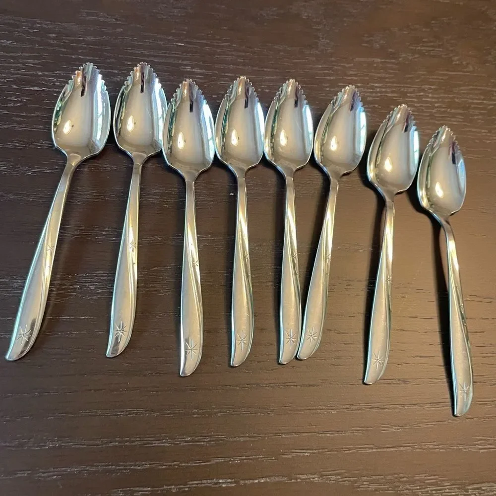 Oneida Community Vintage Starburst Grapefruit Spoons set of 8!